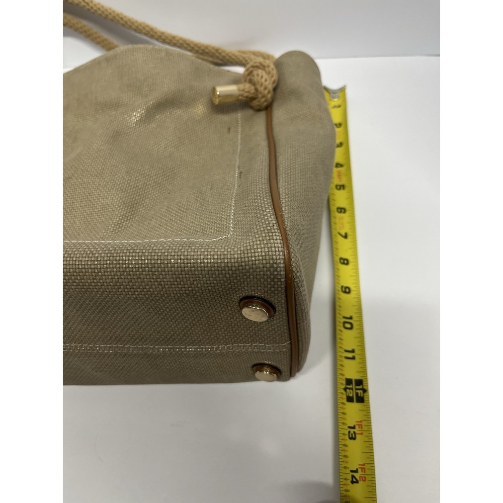 Michael Kors Isla Large Natural Burlap Tote Rope Leather  Purse - Picture 9 of 10